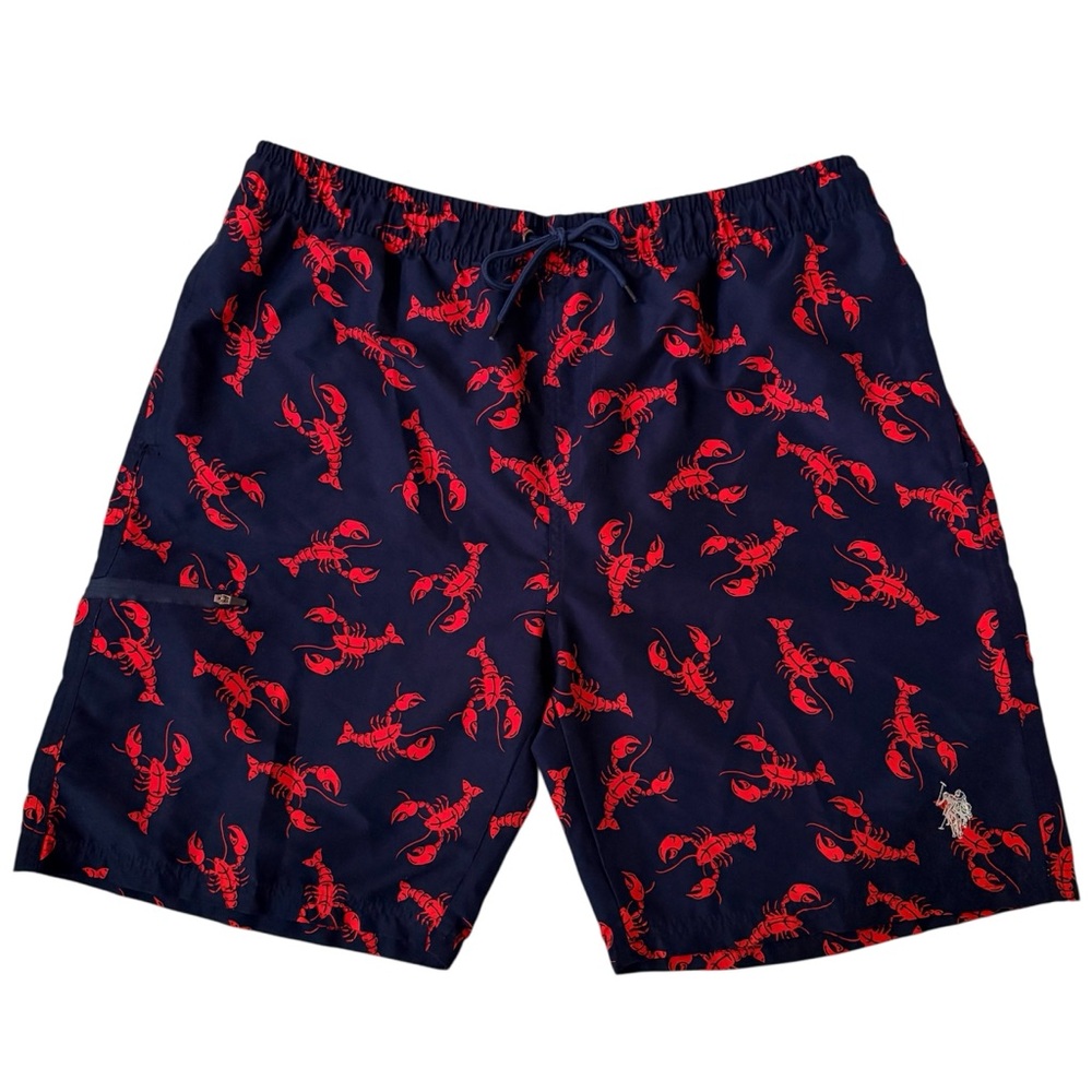 U.S. Polo Assn Lobster Print Swim Trunks Men’s XL Navy Red